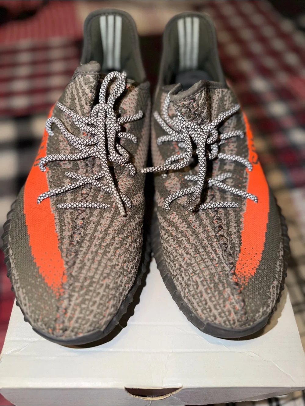 adidas Yeezy Boost 350 V2 Carbon Beluga Solar Red Stripe Sneakers